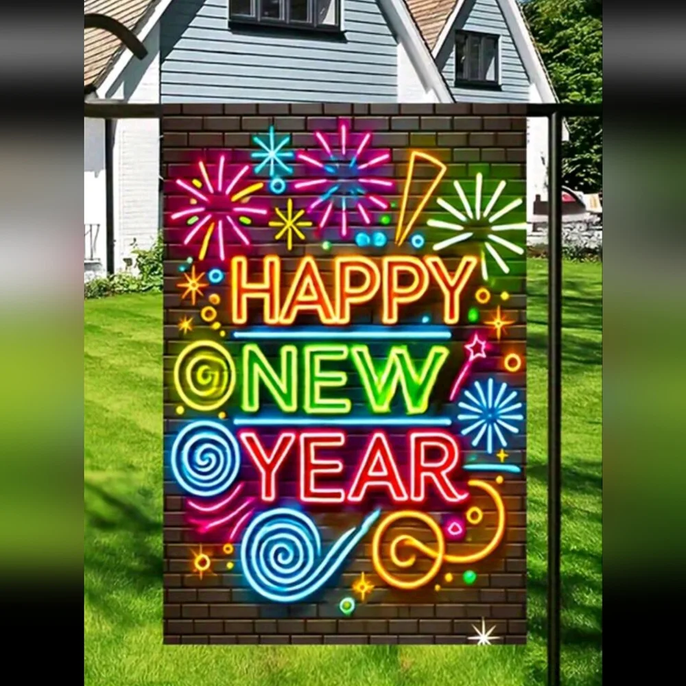 Happy New Year Garden Sized Flag
